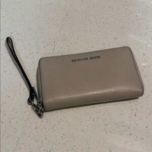 Michael Kors Taupe Leather Wristlet